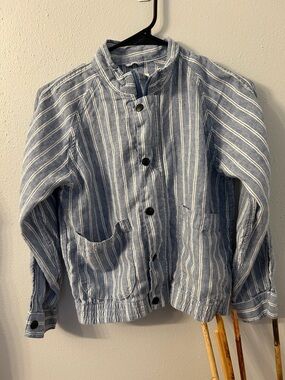 Crew cuts Striped Blue and White Button-Up Jacket